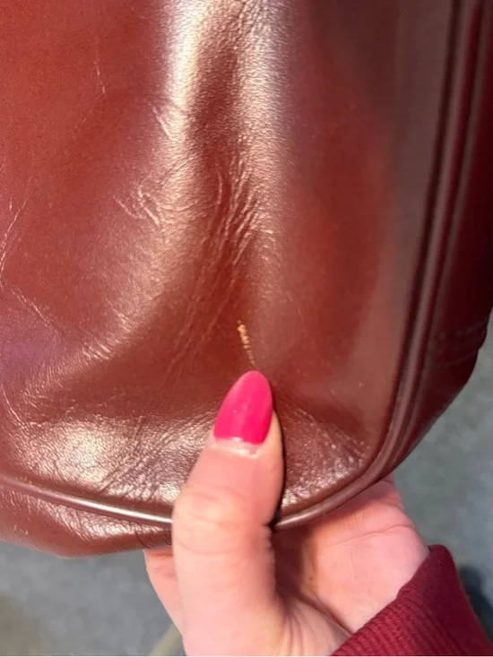 Vintage John Romain Leather Shoulder Bag Burgundy Oxblood Gold Clasp - Picture 9 of 10